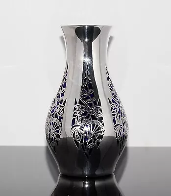 Buy Rare Art Deco Silver Overlay Glass Vase Jean Beck Art Glass Deusch Silver • 250.34£