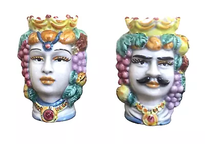Buy Sicilian Male/Unmo And Female/Donna/ Set) Head Planter/Vase, Italy” White Lotus” • 160.35£