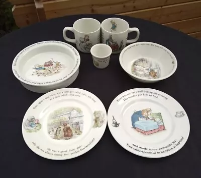 Buy 7 Wedgwood Beatrix Potter Peter Rabbit Mrs TiggyWinkle Plates Bowls Mugs Egg Cup • 19.99£