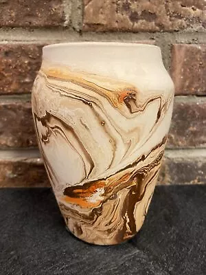 Buy Vintage Nemadji Pottery Vase-Native American Art-Clay Swirl Orange-Tan- Brown • 41.24£