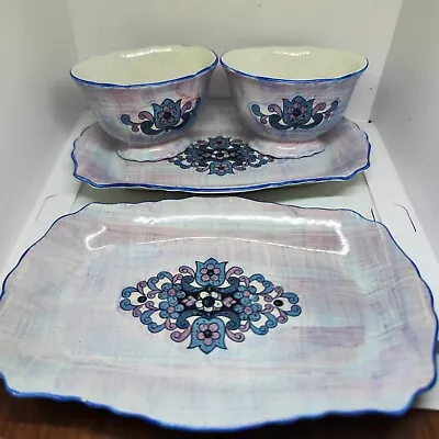 Buy James Kent Staffordshire Old Foley Set 2 Dishes Serving Trays Blue Purple Floral • 39.99£
