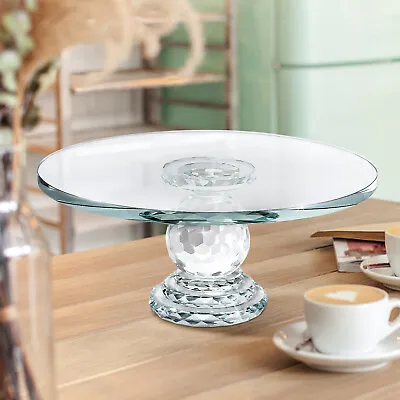 Buy 10  Glass Cake Stand Large Vintage Crystal Round Cake Display Serving Plate Tray • 20.99£