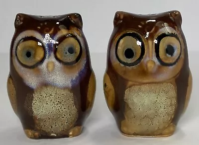 Buy Vintage Brown Glazed Stoneware OWL SALT & PEPPER SET - Collectible - GOOD • 14.22£