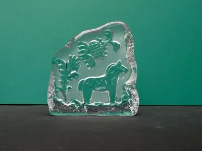 Buy Vintage Mid XX Century Solid Glass Swedish Art Dala Horse Desktop Decoration • 23£
