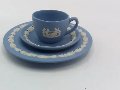 Buy Vintage Wedgwood Jasperware Blue White Miniature Cup Saucer Plate • 14.99£