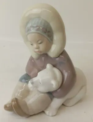 Buy Lladro Hand Made In Spain Eskimo With White Polar Cub Bear Porcelain Figurine • 20£