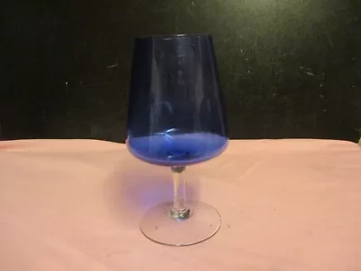Buy Vintage Cobalt Blue Clear Stem Wine Glass 8'' Tall • 1.50£