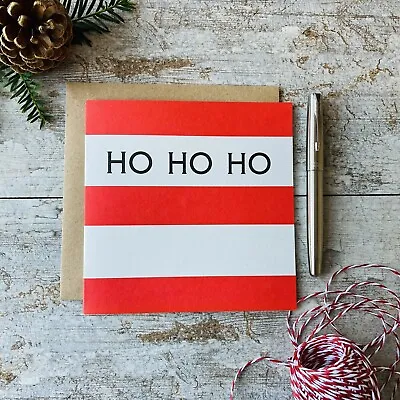 Buy Cornishware Inspired Christmas Card - HO HO HO • 3£