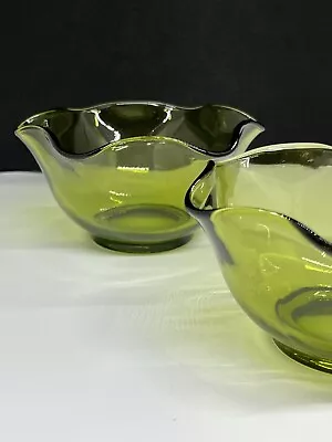 Buy Vintage Indiana Glass Mayonaise  Avocado Green Serving Bowls Set Of 2 • 21.13£