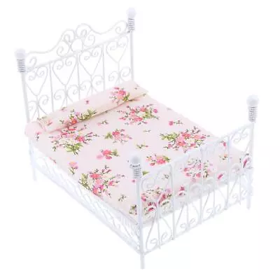 Buy 1:12 Dollhouse Miniature Metal European Retro Double Bed And Bedroom Furniture • 17.86£