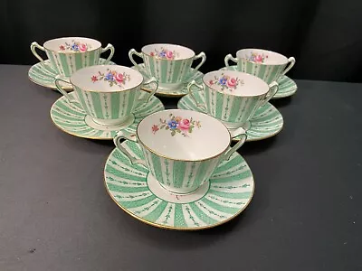 Buy Crown Staffordshire  F9403  England ~ Set Of 6 ~ Bouillon / Soup Bowls W/Saucer • 135.81£
