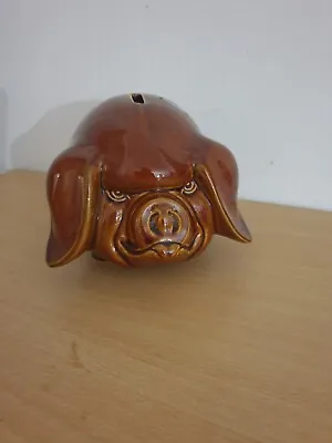 Buy Dartmouth Pottery Devon Grumpy Pig Treacle Glaze Brown Piggy Bank • 15£