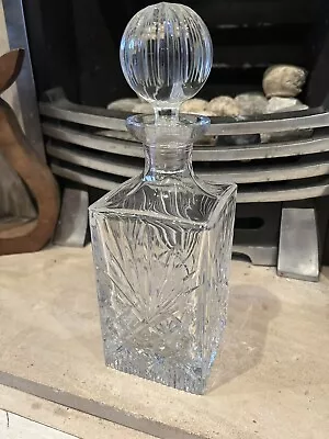 Buy Crystal Hand Cut Zawiercie Glass Rectangular Decanter With Stopper Excellent Con • 19.99£