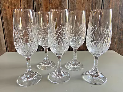 Buy 5 Cut Glasses Crystal Champagne Flutes Glasses Ex Condition • 19.95£