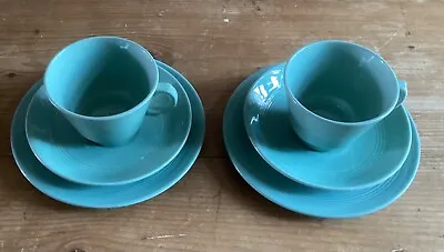 Buy 2 Vintage, Green Berylware Teacups,saucers And Teaplates • 12£