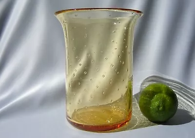 Buy Whitefriars Vintage Art Glass Crystal Golden Amber Vase Bubbles Decoration One • 28£