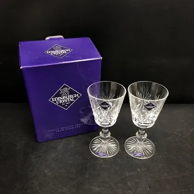 Buy Edinburgh Crystal Wine Claret Glasses X2 Clear Bar Drinkware Scotland Boxed -CP • 7.99£