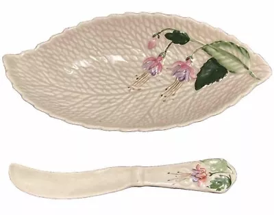 Buy Vintage Crown Devon 1112 Small Leaf Shaped Dish With Matching Ceramic Knife • 10.99£