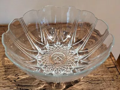 Buy Stunning French Crystal Cut Glass Fruit Bowl Centrepiece Curved Edge Vintage • 10.99£