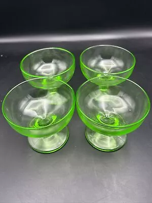 Buy Lot Of 4 Vintage Green Depression Glass Ice Cream Dessert Cups Bowls Small • 28.81£