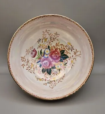 Buy Vintage Maling Rosalind Lustre Gilt Floral Ceramic Fruit Bowl • 11.99£