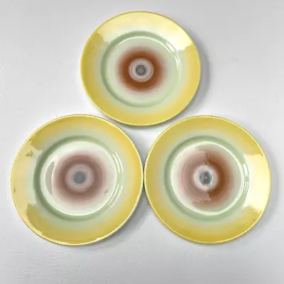 Buy 3 X Vintage Shelley Art Deco Yellow Banded 7  Side Tea Plates W. 12201 ~ VGC • 22.99£