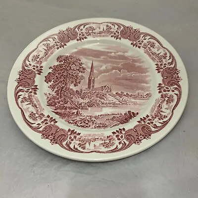 Buy Vintage GRINDLEY English Scenes Salisbury Cathedral Dinner Plate In Pink / Red • 6.89£