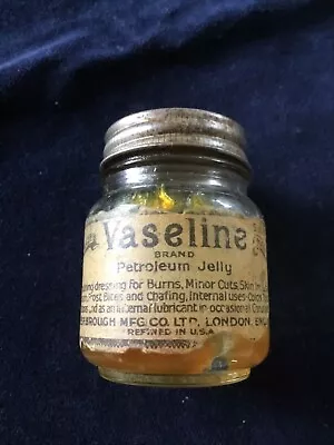 Buy Vintage Medical Vaseline Jar W Blue Seal Lid Paper Label C. 1950 • 4.99£