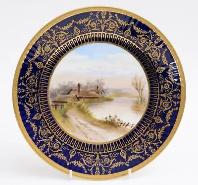 Buy Antique Wedgwood China Hand Painted Dessert/Cabinet Plate Riverside Cottage • 99.99£