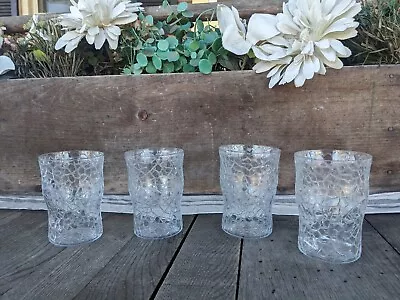 Buy Vintage Federal Glass  Jack Frost  Crackled 8oz Water Tumblers (4) • 42.20£