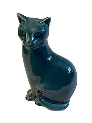 Buy Vintage Poole Pottery Emerald Coloured Siamese Cat 7” In Height • 4.99£