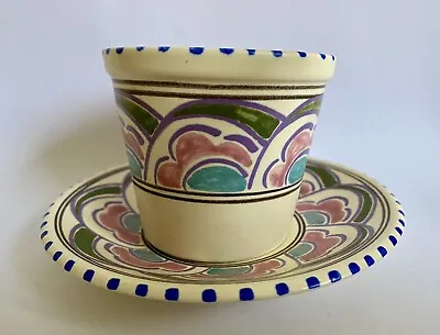 Buy Honiton Pottery Flower Pot And Saucer Vintage Eastern Scroll Hand Painted Devon • 4£