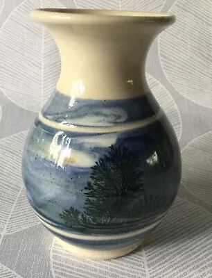 Buy Fab Blue & Cream Boscastle Studio Pottery Small Posy Vase Roger Irving • 17.50£