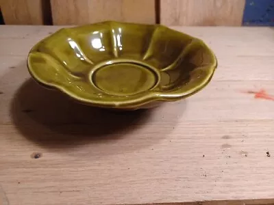 Buy McCoy Green Pottery Bowl Dish Footed Scalloped Edges • 11.56£