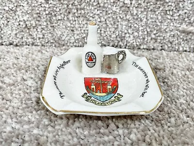 Buy Vintage Arcadian China Crested Ware Pottery Souvenir Folkstone Ashtray Bass Ale • 9.99£