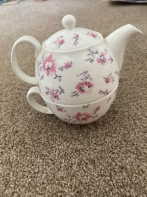 Buy China Teapot And Tea Cup Set For One Pink Flowers By Laura Ashley • 0.99£