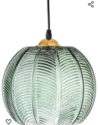 Buy Glass Pendant Light Green Lampshade Modern Ceiling Lighting Glass Art Deco Lamp • 18.99£