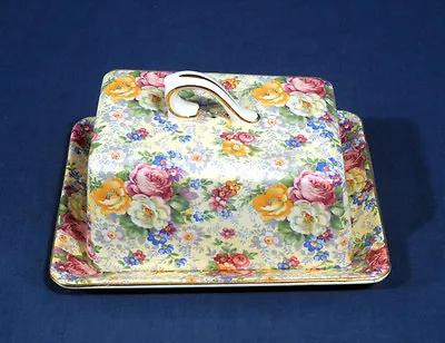 Buy Lord Nelson Ware Chintz China ROSE TIME Covered Wedge Cheese Butter Dish W/ Lid • 33.12£