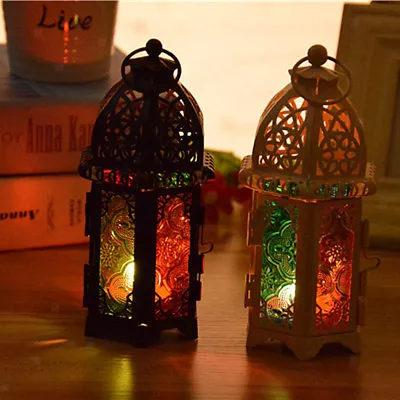 Buy Hanging Moroccan Tea Light Candle Holder Lantern Garden Home Ornament Black • 12.06£