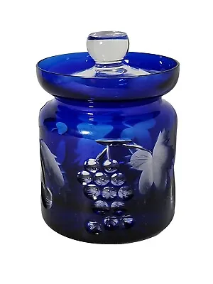 Buy Godinger Crystal Legends Romania Cut To Clear Cobalt Deep Blue Jelly Sugar Jar • 30.29£