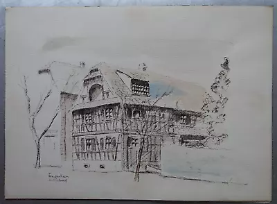 Buy Huguette Eichwald (1948) Ink Drawing  View Of Vendenheim  • 22.53£