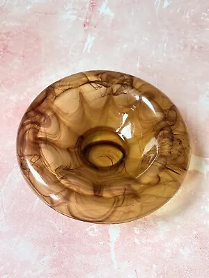 Buy Vintage Art Deco Davidson Amber Cloud Glass Bowl Bon Bon Dish 5.5’’ Diameter • 20£