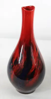 Buy Royal Doulton Flambe Woodcut Veined Vase Bottle Shape 1612 8.5 Inches Tall • 39£