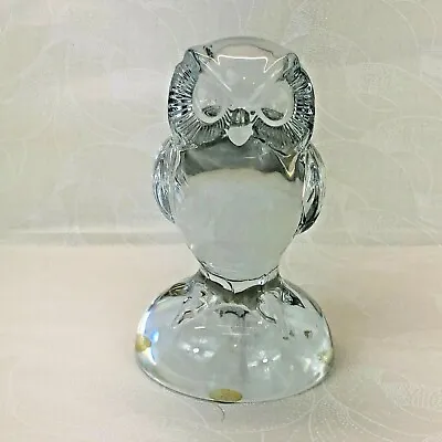 Buy Vintage Sevres France Clear Crystal Owl 4.5  Paperweight Bird Textured • 51.57£