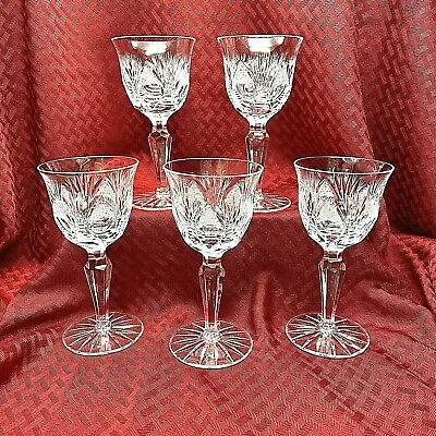 Buy Vintage Bohemia Crystal Handcut Wine Glasses  Set Of 5 • 177.42£
