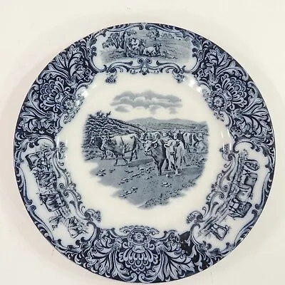 Buy Antique Wedgwood Cow Plate Flow Blue & White Transferware 10  • 57£