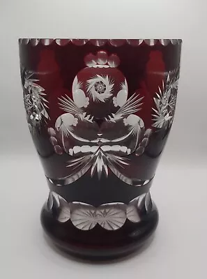 Buy Bohemian Red Cut-Glass Vase • 15£