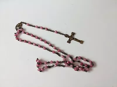 Buy Vintage Cranberry Glass Beaded Rosary • 12.99£