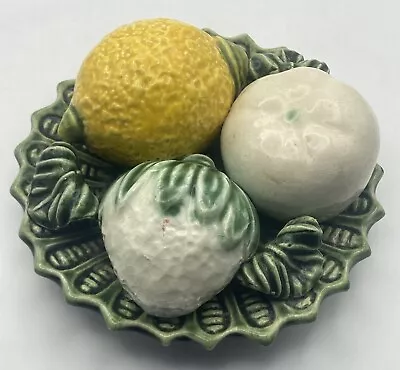 Buy Vintage Pottery Fruit Bowl Green Yellow White Alvaro José Da Rainha Portugal 5” • 19.99£