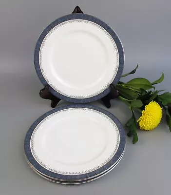 Buy Royal Doulton Sherbrooke Plates X 3. Salad Starter 9 . Blue/Silver Bone China. • 29.99£